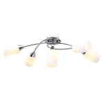 vidaXL laelamp keraamiliste varjudega 5 E14 pirni jaoks, valge koonus, Balta