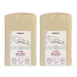 Bradley kummiga voodilina, 120 x 200 x 25 cm, tekstiilist kotis, kreem, 2 t&uuml;kki