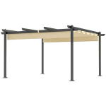 Outsunny pergola ca 4x4m aiapaviljon, alumiiniumist terrassikatus, reguleeritava katusega aiapaviljon, vabalt seisev, p&auml;ikesekaitse terrassile ja aeda, beež, Smėlio spalvos
