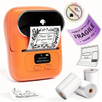 Phomemo M110 Siltimasin - 3 Rulli, V&ouml;&ouml;tkood Printer Koduks ja Kontoriks, Oranžinė