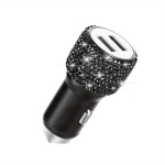 Bling Kristall Dual-USB Autolaadija, Kompaktne Kiirlaadija Adapter., Automobilinis pakrovėjas - juodas