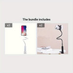 Telefonihoidja Tahvelarvuti ja Telefonihoidik, Paindlik 360&deg; Reguleeritav Liblikkinnitus. , balta*2 + Juoda*2