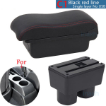 Premium Kunstnahk & ABS Auto K&auml;etugi Nissan Tiida, Sylphy, Versa - Vastupidav Keskne Konsooli Ladustamiskast Tarvik , C1 Juoda raudona NĖRA USB