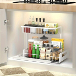 1tk Valamuorganisaator, V&auml;ljat&otilde;mmatav Kapikorraldaja, 2-astmeline Liukuv Valamuriiul. , Baltas