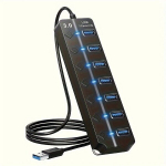 Kiire 7-Pordiline USB 3.0 Andmepesa L&uuml;lititega.