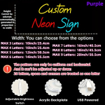 Nepersonaliseeritav LED neoonm&auml;rk reguleeritava USB-toitega valgustusega, Violetinė