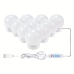 6/10tk 3 V&auml;rvi LED Meigipeegli Pirnid, USB Hollywood Peeglivalgustus Dimmerdatav LED Seinalamp., 10vnt Lemputės