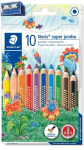 V&auml;rvilised pliiatsid STAEDTLER Super jumbo 129, teritajaga, 12 v&auml;rvi