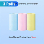 T&auml;iskomplekt 9 Rulli Mini Printeri Termokleeps Erikujuline Isekleepuv Paber 57mm , 3 rulonai spalvoto terminio popieriaus