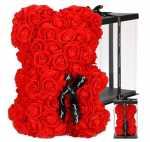 Happy People Rose Teddy Bear, 40 cm koos kinkekarbiga, punane