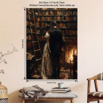 Raamita l&otilde;uendiprint, klassikaline art deco raamatukogu stseen. Pickify