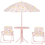 AIYAPLAY 4-osaline laste istumiskomplekt aias koos aialauaga 2 kokkupandavat tooli reguleeritava k&otilde;rgusega p&auml;ikesevarju laste istumiskomplekt telkimiseks, 2-5 aastastele lastele, roosa, Rosa