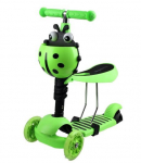 3-rattaline roller 3-in 1 LED ratastega, roheline