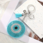 Vintage Suur Tuttv&otilde;tmehoidja, PU Nahk Rhinestone Silma Dekoratiivne V&otilde;tmer&otilde;ngas Naistele Meestele, Sidabrinės dangaus mėlynos didelės apvalios akys