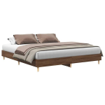 kaheinimese voodi，t&auml;iskasvanu voodi，voodiraam ilma madratsita, pruun tamm, 200 x 200 cm, tehispuit CFE1373849