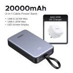 Akupank Ugreen Power Bank Type -c Kiire laadimine iPhone - 2000Mah, 20000Mah