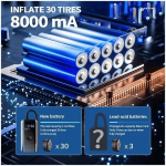 12000Mah Wireless 12 V &otilde;hukompressor, 150 psi rehvipuhur autodele, mootorrattatele, pallidele - &uuml;hendatud akuta