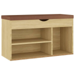 Jalatsipink padjaga vidaXL, Sonoma tamm, 80 x 30 x 47 cm, puitlaastplaat, Ruda