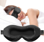 Unemask naistele ja meestele, 3D -silma unemask k&uuml;lgmiste magamistubade jaoks, 100% siidist must