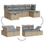 6-osaline aiadiivani komplekt，aiam&ouml;&ouml;bli komplekt，V&auml;lim&ouml;&ouml;bli komplekt patjadega, beež, pol&uuml;rotang CFE775440