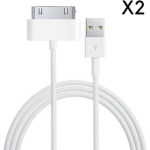 Partii 2 USB kaableid [&Uuml;hildub iPhone 4 - 4S - 3G - 3GS] Valge laadija 1 meetrit [Phonillico&reg;]