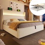 H&uuml;drauliline voodi, LED valgustus, USB/Type-C, 160x200 cm