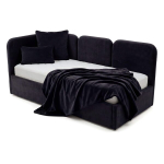 Voodi LUNA-L + Madrats SAPNAS 2 XL|90x200|Must #80|Veluur