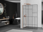 Mexen Kioto L du&scaron;isein Walk-in 70 x 200 cm, must muster, harjatud vask - 800-070-103-65-78, 70 x 200 cm