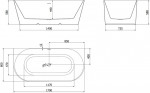 Mexen Oval Slim vabas seisev seinaga leiliruum 170 x 80 cm, valge, valge &uuml;levooluga - 52661708000-20