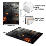 L&otilde;uendil maalid Halloweeni teema k&otilde;rvitsad loss 40x60 cm 3-osaline komplekt &mdash; halloween seinakaunistused, seinatript&uuml;hhon, elutoa kaunistused, l&otilde;uendil graafika, tumedad maalid, s&uuml;gisene sisekujundus, magamistoa pilt