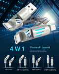 4in1 Usb-c/lightning kaabel, 240w, 1,2m, kiirlaadimine