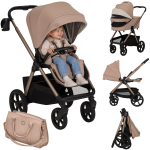 Lapsevanker 2in1 vankrikorviga kuni 22 kg, GravelTech rattad, vedrustus, 3D ventilatsioon &ndash; Lionelo Carmine Beige Sand