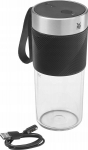 Blender WMF KITCHENminis Mix on the Go kaasaskantav kokteilimikser, 50 W, 300 ml, roostevaba teras / must