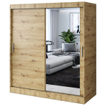 L&uuml;kandukseline riidekapp peegliga riiulite ja riidepuudega Belvedo Hugo Artisan Oak 180 x 200 cm komplekt