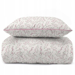 Voodipesukomplekt 160x200 La Perkale Percale &auml;&auml;risega Lilleline niit roosades toonides Premium Cotton