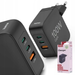 Hama 100w Gan laadija: 2x Usb-c, 1x Usb-a, Pd, Qc