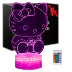 Led 3d &ouml;&ouml;lamp Hello Kitty lastele, Usb ja puldiga
