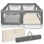 Komplekt: laste maneež Lionelo Willow XL Grey Concrete + kahepoolne laste vaip Lionelo Zora