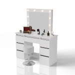 Peeglipink Talea LED-valgustusega ja taburet Tonia 110x40x141 cm valge