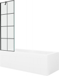 Mexen Cubik ristk&uuml;likukujuline vann 160 x 70 cm koos korpuse ja 1-osalise 60 cm paneeliga, must muster - 550316070X9506007077, Mexen Cubik stačiakampė vonia 160 x 70 cm su apdaila ir vienasparne pertvara 60 cm, juodas ra&scaron;tas - 550316070X9506007077