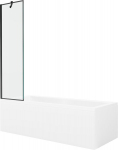 Mexen Cubik ristk&uuml;likukujuline vann 170 x 70 cm koos katte ja 1-lehelise vaheseinaga 50 cm, must muster - 550317070X9505007070, Mexen Cubik stačiakampė vonia 170 x 70 cm su apdaila ir vienos dalies &scaron;irmu 50 cm, juodas ra&scaron;tas - 550317070X9505007070