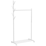Riidepuu ratastel, metallist, kingariiuliga, 86 &times; 43 &times; 171 cm, valge