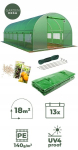 Aiatunneli kasvuhoone Garden Rosa, 6x3 m, 18 m&sup2;, UV-4 kaitse, 13 akent, roheline kile