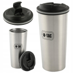 Termotass kaane ja klapiga 450 ml M-Tac, roostevaba teras, h&otilde;bedane, 450ml