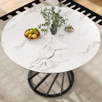&Uuml;mmargune s&ouml;&ouml;gilaud 80x80x76 cm, MDF marmorimitatsiooniga, mustad jalad