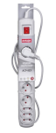 Pikendusjuhe Activejet liigpingekaitsega, 1,5m, 8 pistikupesa, hall, Pilka