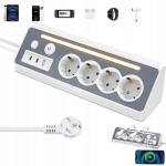Pikendusjuhe 4 pistikupesaga, 2x Usb-c, 1x Usb-a, 250v