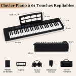 Kokkupandav klaveriklahvistik 94x22x6 cm must, elektrooniline instrument