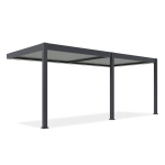 Paviljon Pergola Elegance Wall Automatic 3x6 koos LED-iga, tumehall/helehall