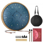 Terasest keeltromm mediteerimiseks, 15 nooti, D-duur, 33 cm, tumesinine